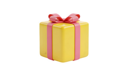 Obraz premium Yellow Gift Box with Pink Ribbon 3D Render