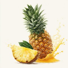 Fresh pineapple with juice splash (2)