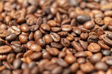 Fresh premium roasted brown Arabica coffee beans background