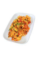 Savory Tomato Scrambled Eggs with Onions and Chives