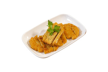 Crispy Golden Chicken Katsu Slices on a Plate