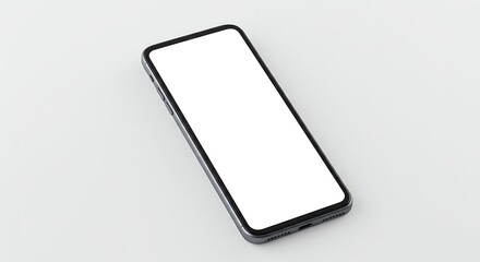 Naklejka premium Modern Smartphone Device Mockup with Blank White Screen on a Plain Background
