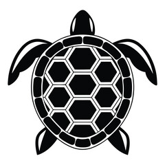 Fototapeta premium Stylized black sea turtle silhouette with hexagonal pattern on shell for marine themes