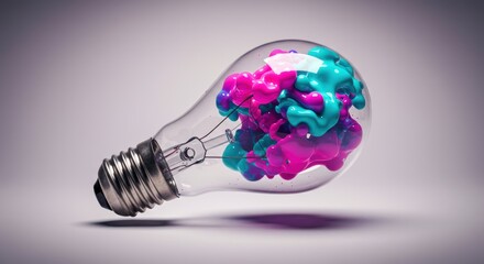 Artistic lightbulb filled with bright colors creates an innovative concept for creative imagination and inspiration