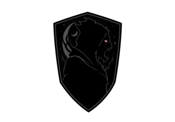 Stylized Black Panther Crest Heraldic Shield Design on transparent background