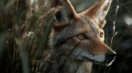 Naklejka premium jackal in grass