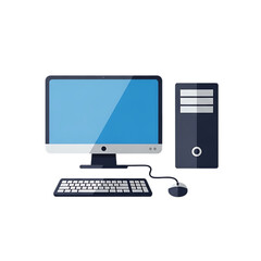 Fototapeta premium Desktop computer with monitor, keyboard, and mouse isolated on transparent background