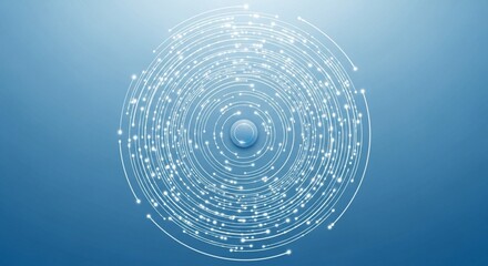 Abstract Futuristic Digital Art Circle Design with Glowing Particles and Circuit Board Patterns