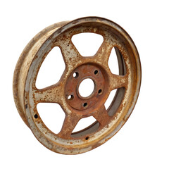 Old rusty wheel isolated on a transparent background

