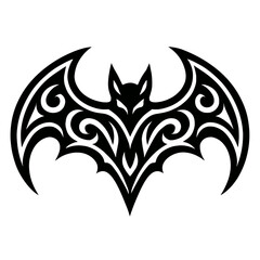 Fototapeta premium A stylized bat with tribal wings, a powerful and detailed vector graphic for tattoo and design projects.