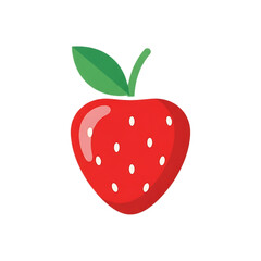 Obraz premium Red strawberry with green leaves isolated on transparent background