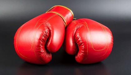 Pair of Red Boxing Gloves on Dark Background