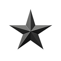 Dark gray five pointed star symbol on transparent background