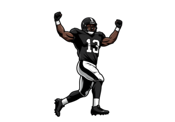 Triumphant American Football Player Celebration Victory and Athleticism on transparent background