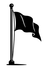 Black flag on a flagpole vector illustration, perfect for representing rebellion, protest, surrender, or a blank slate concept.