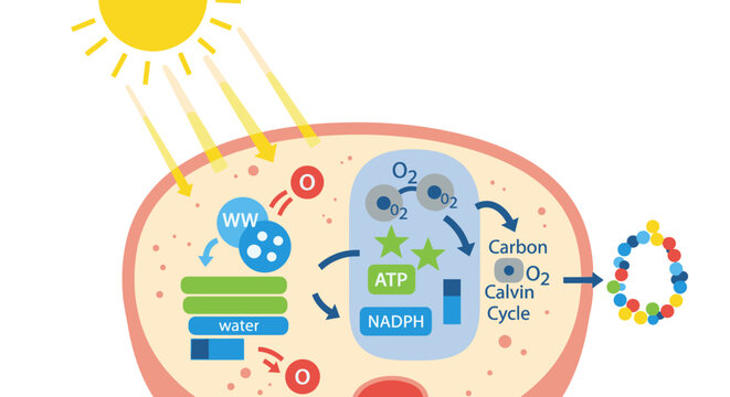 Explore the captivating process of photosynthesis with this vibrant, educational illustration for science learning