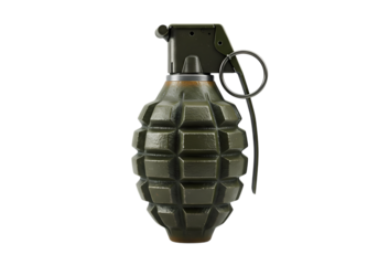 Military Hand Grenade: Close-up View isolated on transparent background
