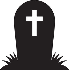 Obraz premium Tombstone Silhouette Cemetery Grave Stone Rip Death Halloween Spooky