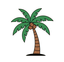 Cartoon palm tree with coconuts isolated on transparent background