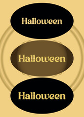 Fototapeta premium Halloween Celebration Display. Halloween Golden Text Vector Illustration in various styles. Vector illustration of an abstract background with text.