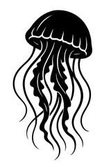 Jellyfish Vector - Black and White Illustration of a Sea Animal