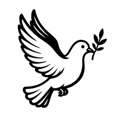 Obraz premium Retro Flying Dove with Olive Branch - Classic Peace and Freedom Symbol