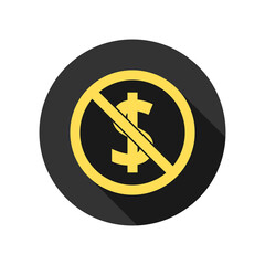 No money, No Dollars sign icon isolated on transparent background