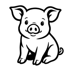 Fototapeta premium Hand-drawn vector illustration of a cute little piglet. A charming graphic in a simple, cartoon style, perfect for animal, farm, and children's designs.