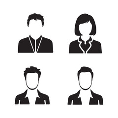 A set of four professional male and female user avatar icons, perfect for business profiles on websites and applications, vector illustration