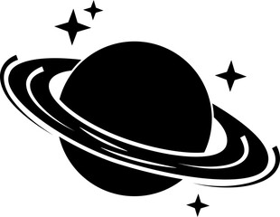 Planet Saturn silhouette icon. Planet Saturn with planetary ring vector icons isolated on transparent background. Cosmos and astronomy planet vector illustration. © Mon Amour