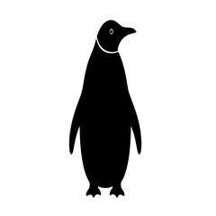 Silhouette of a single penguin standing upright against a plain white background.