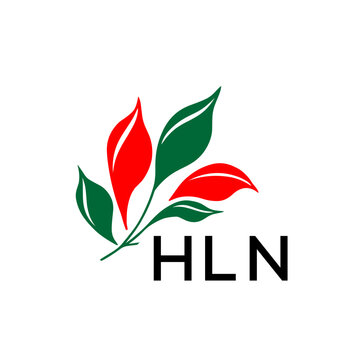 Modern Nature Inspired Logo with Red and Green Leaves, HLN Later Logo, 
