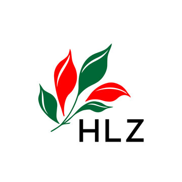 Modern Nature Inspired Logo with Red and Green Leaves, HLZ Later Logo, 
