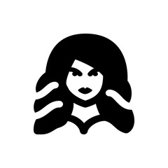 Illustration of medusa with snake hair and a stern expression in black and white simple vector design