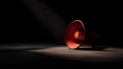 red megaphone on dark background 