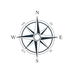 Compass rose for navigation and direction isolated on transparent background