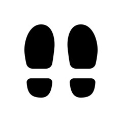 Two black footprint silhouettes side by side on a white background indicating direction or a path forward
