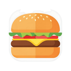 Hamburger with cheese and lettuce isolated on transparent background