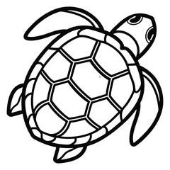 Obraz premium Simple line art outline of a swimming sea turtle for coloring and design projects
