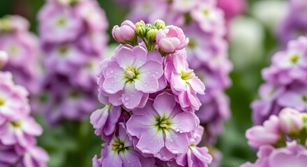 Fototapeta premium Light purple stock flowers blooming cluster
