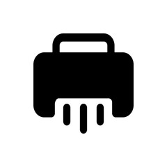 Illustration of a black printer with a handle and three vertical lines coming out from the bottom side