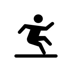 Black silhouette of a person falling or tripping on a flat surface with arms outstretched for balance