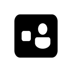 Black rounded rectangle containing a white rounded square and a white person icon in the corner