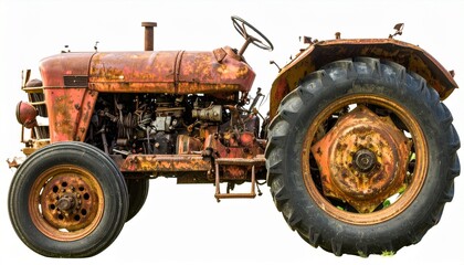 old rusty tractor isolated