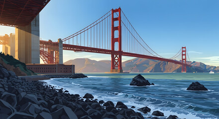 Fototapeta premium Golden Gate Bridge, San Fransisco, Amerika Serikat