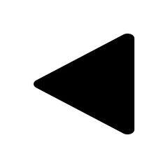 A black left arrow with rounded corner pointing to the left direction on a white plain background view