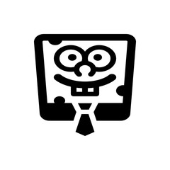 Illustration of a black spoon with an oval head and a straight handle on a white background design element