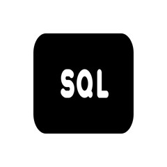 Sql text in white color displayed on a black rounded corner rectangle shape graphic illustration design element