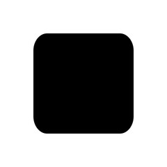 A solid black rounded rectangle shape with smooth corners isolated on a white background in a simple style