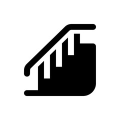 Illustration of a staircase with a handrail, depicted in a simple black and white minimalist style design